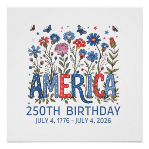 Poster 250 Ans Anniversaire Amérique États-Unis 250e Anni