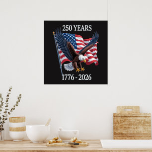 Poster 250 Ans Anniversaire Drapeau Américain Usa 1776-20