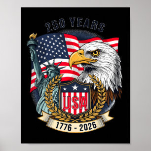 Poster 250 Ans Anniversaire Drapeau Américain Usa 250e An