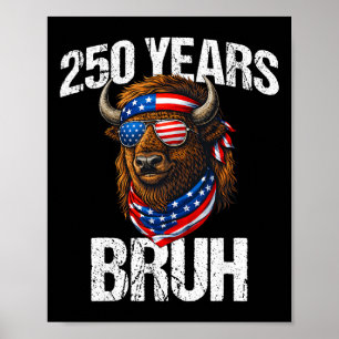 Poster 250 Ans Bruh 4 Juillet Patriotique Bison 250ème A