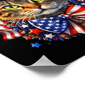 Poster 250 ans Chat Drapeau Américain Chapeau Oncle Sam 4 (Coin)