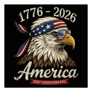 Poster 250 ans d'Amérique 1776 2026 Aigle Vintage