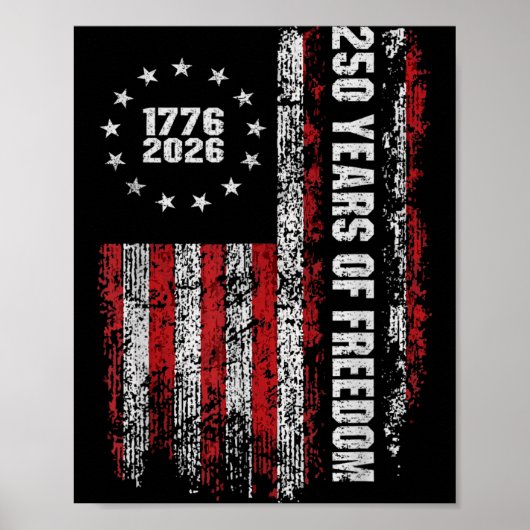 Poster 250 Ans de dom Amérique 1776 2026 Drapeau (Devant)