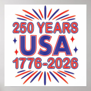 Poster 250 ans États-Unis 1776–2026 Semiquincentenaire