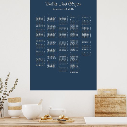 Poster 250+ Classic Blue Simple Mariage Chart (Cuisine)