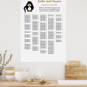 Poster 250 Funny Penguin Greeter Wedding Seating Chart (Cuisine)