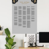 Poster 250 Mariage Floral Noir Et Or (Bureau à domicile)