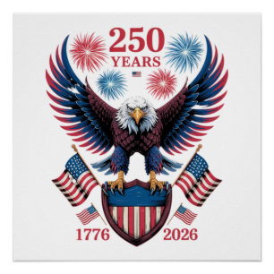 Poster 250e anniversaire 250 ans États-Unis 1776
