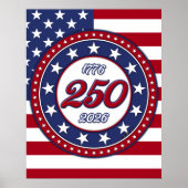 Poster 250e anniversaire d'Amérique avec le drapeau des É (Devant)