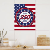 Poster 250e anniversaire d'Amérique avec le drapeau des É (Cuisine)