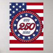 Poster 250e anniversaire d'Amérique avec le drapeau des É (Devant)