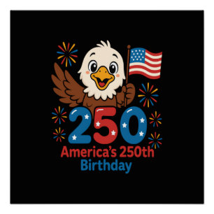 Poster 250e anniversaire d'Amérique - Drapeau américain 2