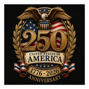 Poster 250e anniversaire des États-Unis d'Amérique