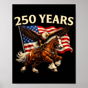 Poster 250e anniversaire USA Cheval de l'Ouest Aigle 250e