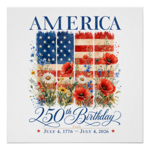 Poster 250e anniversaire USA Femmes 4 juillet Amérique 25