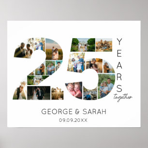 Poster 25 ans de mariage photo Collage Anniversaire Maria