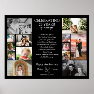 Poster 25 ans mariage anniversaire photo collage modifiab
