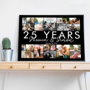 Poster 25 ans mariage anniversaire photo collage modifiab