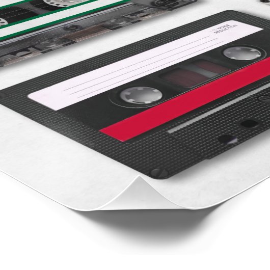 Poster 25 cassettes audio isolées sur arrière - plan blan (Coin)