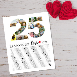 Poster 25 raisons d'anniversaire de mariage pour lesquell
