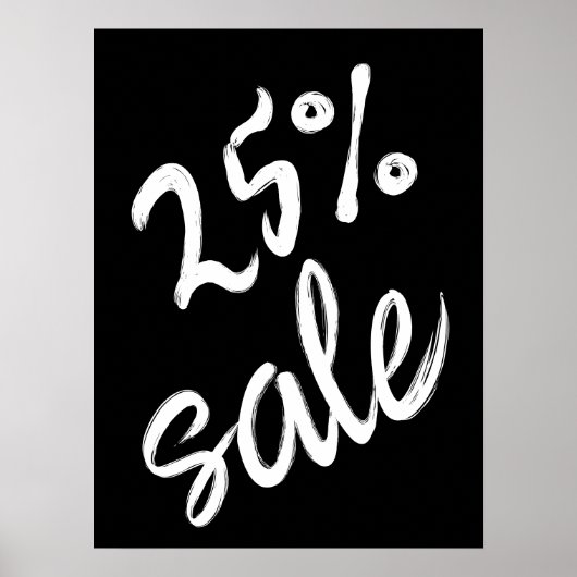 Poster 25% Signe de vente, 18x24 Vente noir et blanc (Devant)