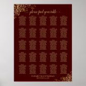 Poster 25 Table Gold & Auburn Brown Mariage Seating Chart (Devant)