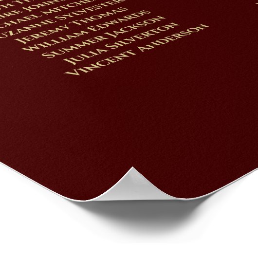 Poster 25 Table Gold & Auburn Brown Mariage Seating Chart (Coin)