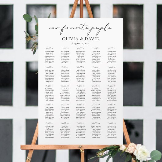 Poster 25 Tables Simple Notre Plan de Table des Personnes