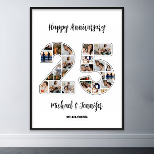 Poster 25e anniversaire du Mariage Numéro 25 Collage phot