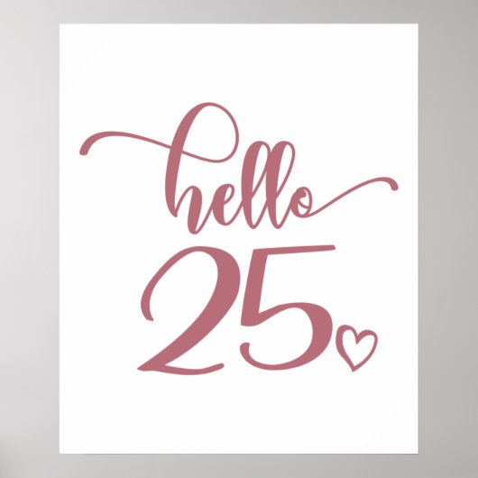 Poster 25e anniversaire femmes Bonjour 25 mignonne 25 ans (Devant)