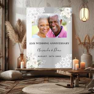 Poster 25e anniversaire mariage d'argent photo bienvenue