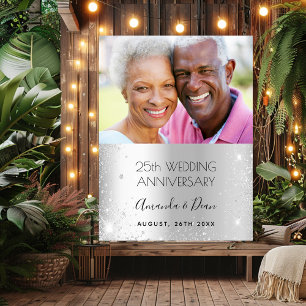 Poster 25e anniversaire mariage d'argent photo bienvenue