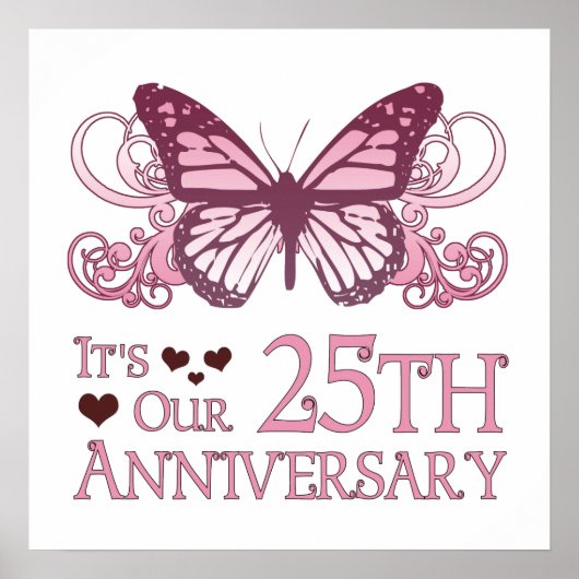 Poster 25e anniversaire Mariage (papillon) (Devant)