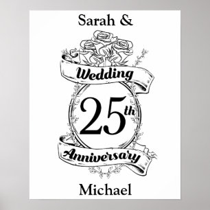 Poster 25e Rose des fleurs du Mariage d'argent