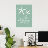 Poster 25th Wedding Anniversary Starfish Personalized (Bureau à domicile)