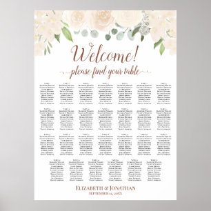 Poster 27 Table Champagne Peach Boho Roses Plan de table