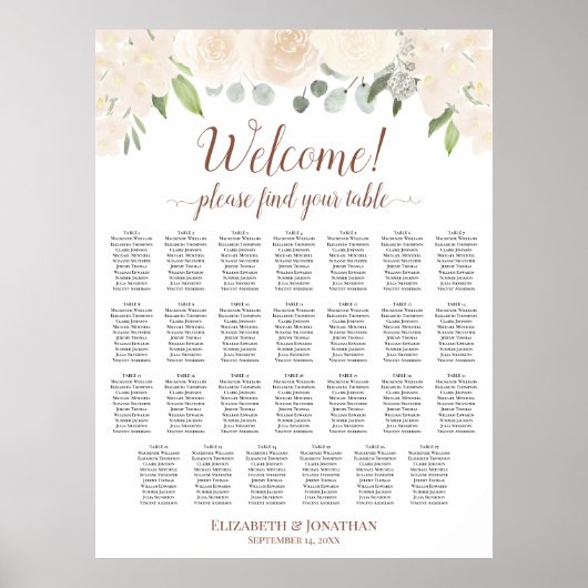 Poster 27 Table Champagne Peach Boho Roses Plan de table (Devant)