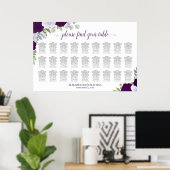 Poster 27 Table Roses Violettes Chic Graphique de Table M (Bureau à domicile)