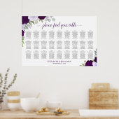 Poster 27 Table Roses Violettes Chic Graphique de Table M (Cuisine)