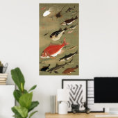 Poster 28. 群 魚 図, 冲 Divers Poissons, Jakuchu, Japon Art若 (Bureau à domicile)