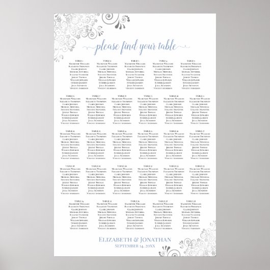 Poster 28 Table Mariage Chartre de Sièges Dentelle Blanc (Devant)