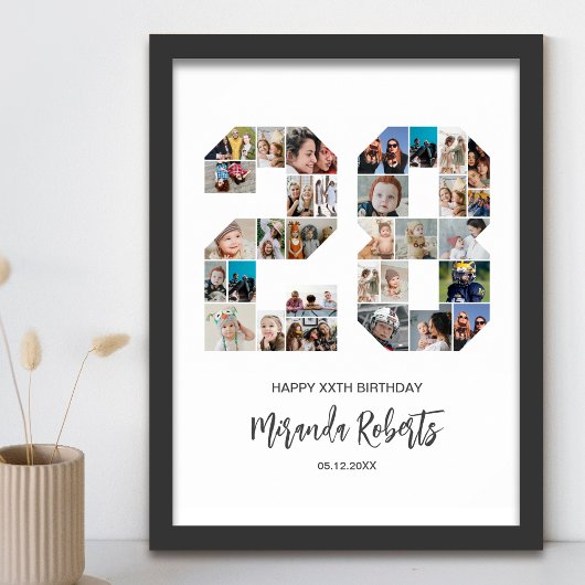 Poster 28e anniversaire Numéro 28 Photo personnalisée Col