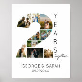 Poster 2 ans ensemble Photo Collage Anniversaire Mariage (Devant)