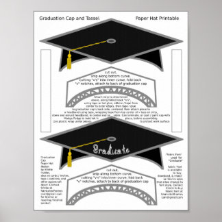 Poster 2 Bac de diplôme Papier noir Casquettes Graduate I