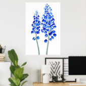 Poster 2 bleu hyacinthe de raisin abstrait aquarelle (Bureau à domicile)