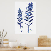 Poster 2 branches bleues de la marine feuilles arts (Cuisine)