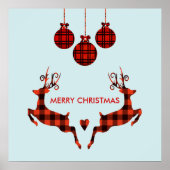 Poster 2 cerfs de Noël saut de style rustique (Devant)