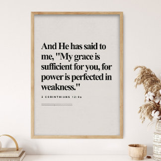 Poster 2 Corinthians 12:9, Bible Verse, Modern Bible, Scr