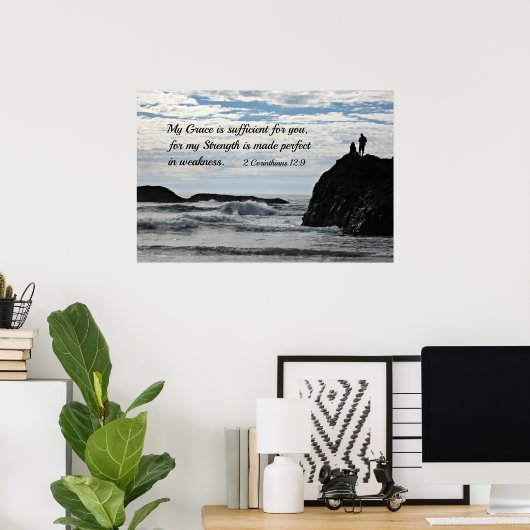 Poster 2 Corinthiens 12:9 Ma grâce vous suffit. (Bureau à domicile)