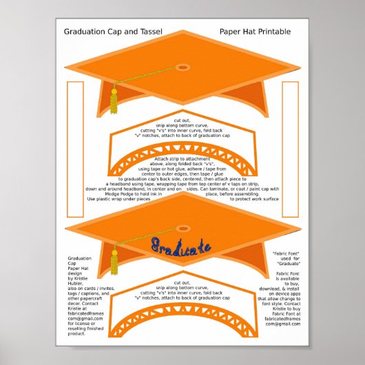 Poster 2 Diplôme Cap orange Papier Casquettes Diplômé Ble (Devant)